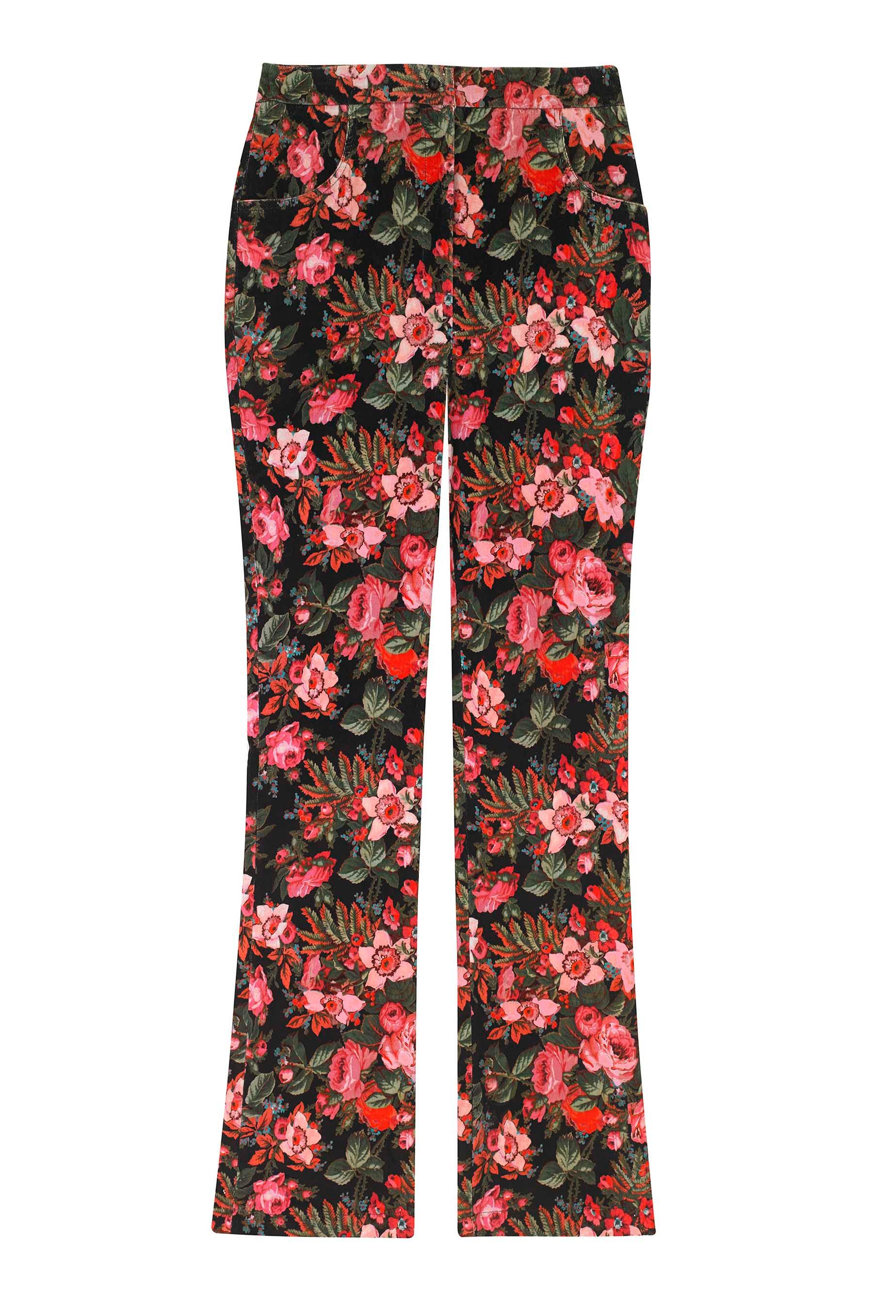 Red flower hot sale pants